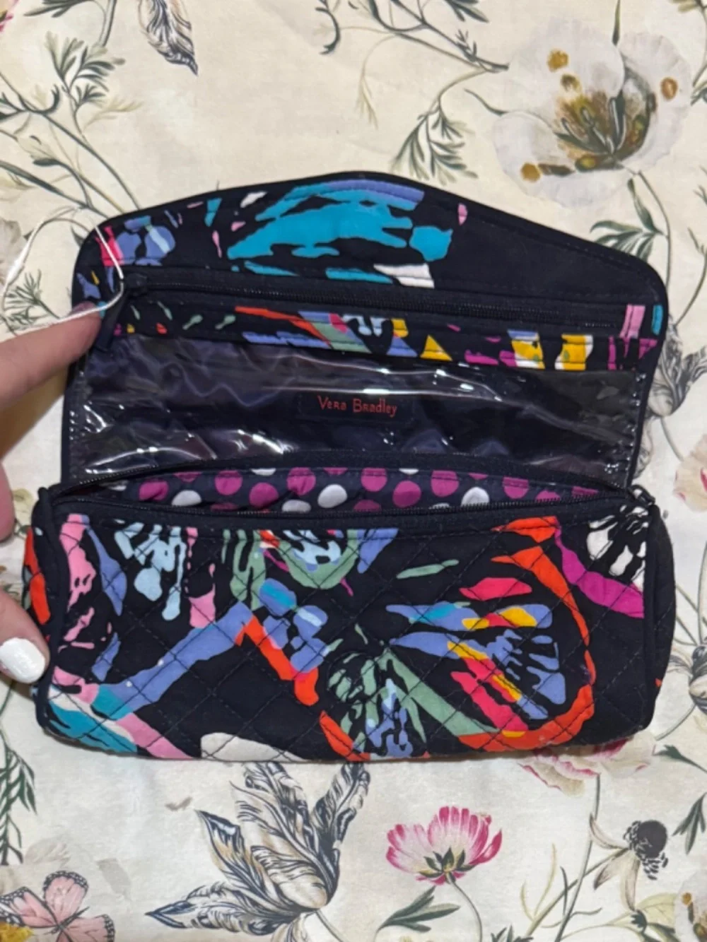 Vera Bradley Quilted Butterfly Flutter On a Roll Brush and Pencil Case